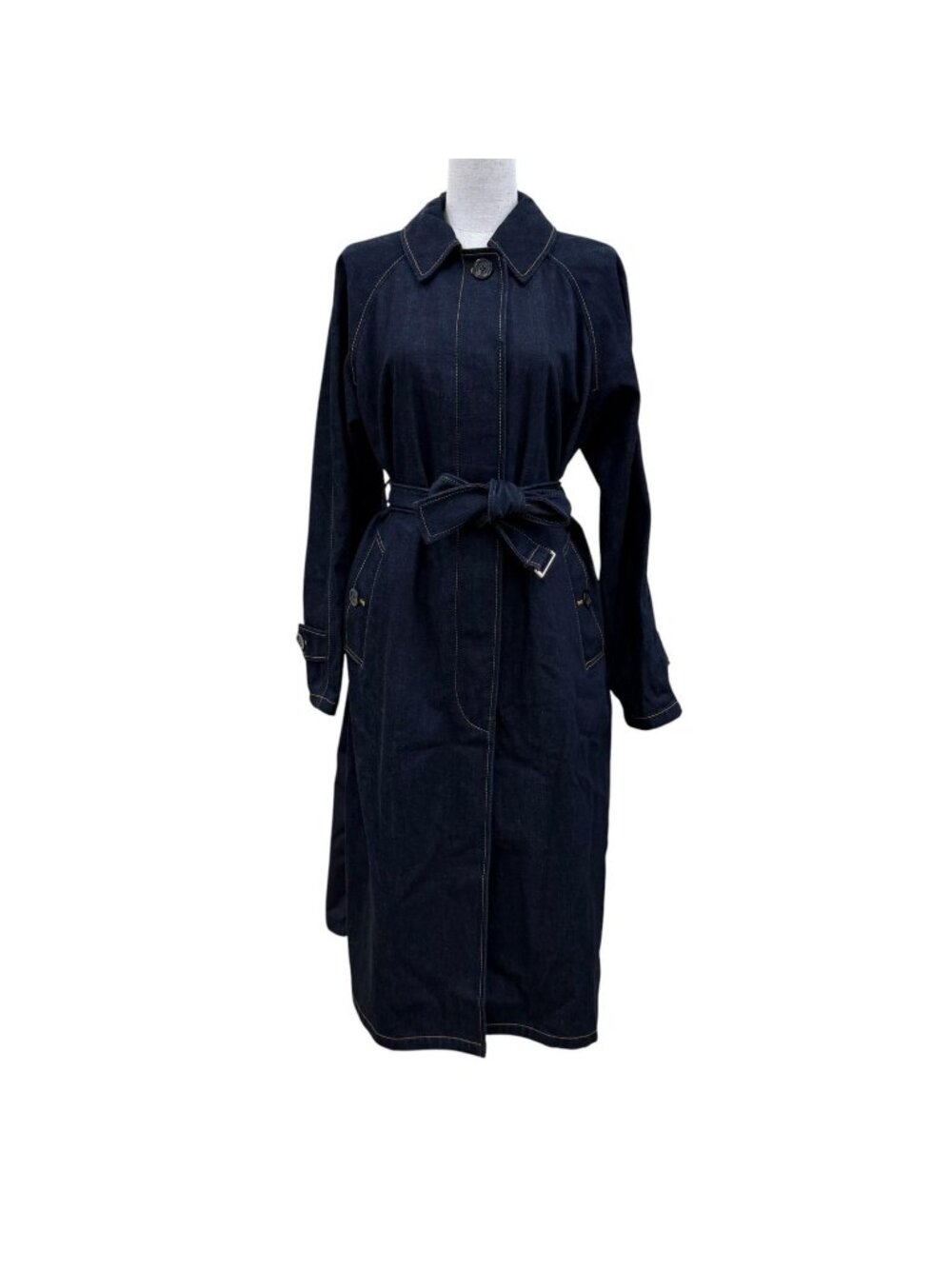 Moncler Pistache Cotton Logo with Patch Denim Coat Indigo Blue